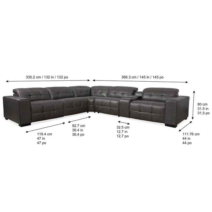 Ivy 6-piece Leather Power Reclining Sectional with Power Headrests ( Retails $4000 ) - Image 2
