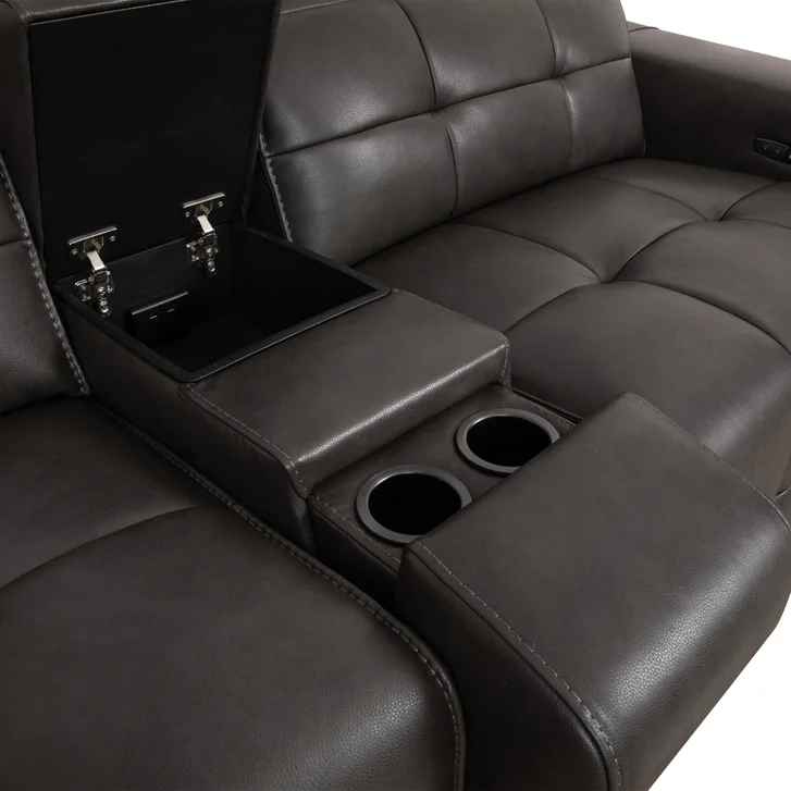 Ivy 6-piece Leather Power Reclining Sectional with Power Headrests ( Retails $4000 ) - Image 4