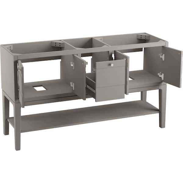Helst 60" Double Sink Freestanding Bath Vanity in Mohair Grey with Quartz - Image 4