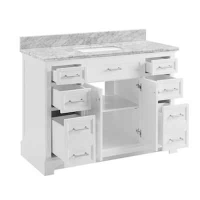Roveland 48-in White Undermount Single Sink Bathroom Vanity with Natural Carrara Natural Marble Top - Image 3