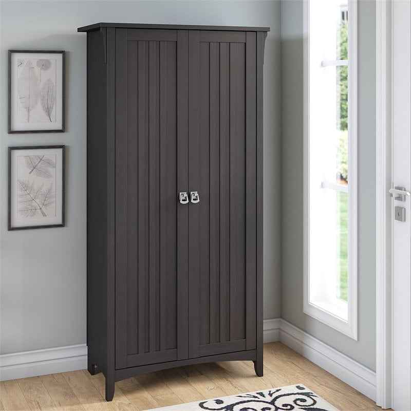 Bush Furniture Salinas Tall Storage Cabinet with Doors in Vintage Black - Image 2