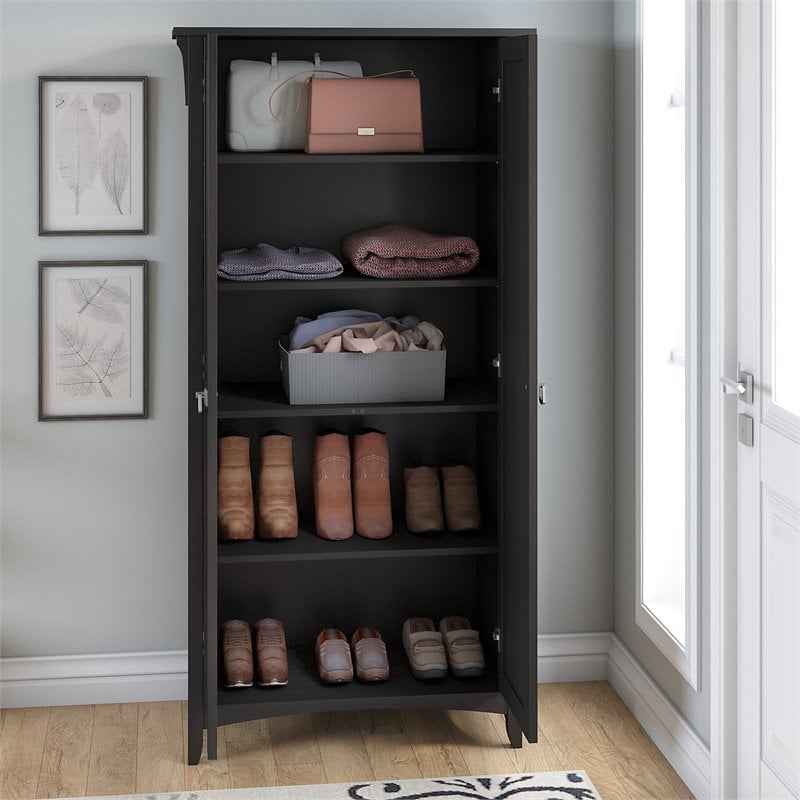 Bush Furniture Salinas Tall Storage Cabinet with Doors in Vintage Black - Image 3