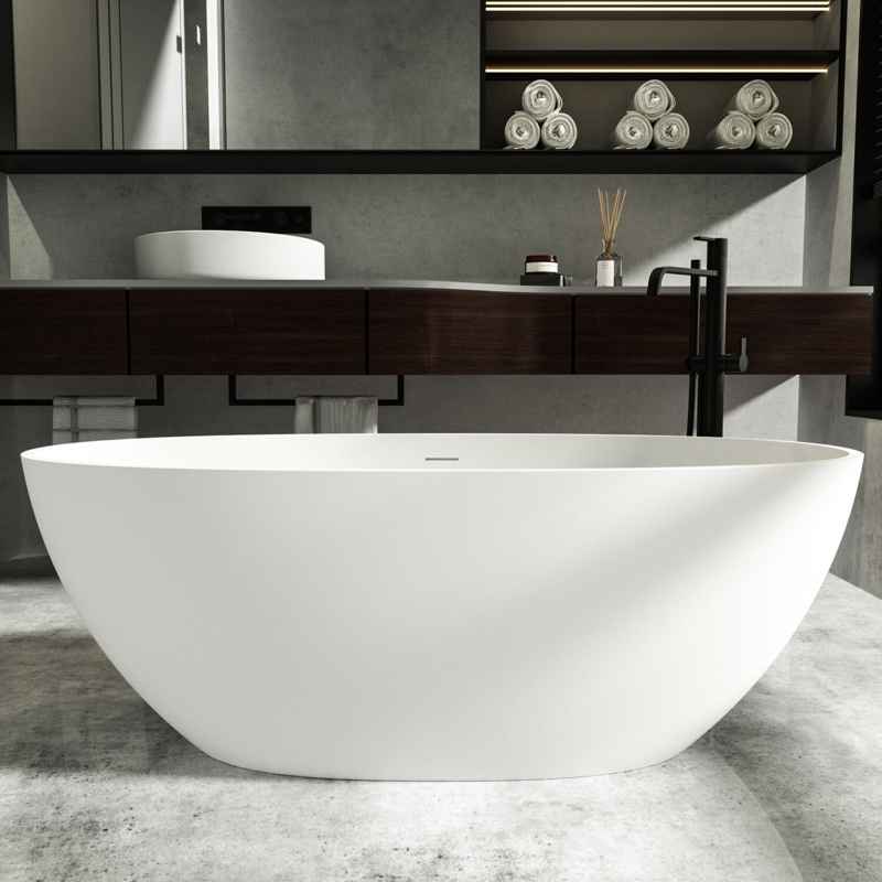 71" x 35.43" Freestanding Soaking Solid Surface Bathtub ( Cpingao )