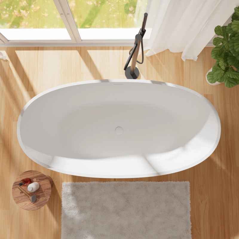 71" x 35.43" Freestanding Soaking Solid Surface Bathtub ( Cpingao ) - Image 2
