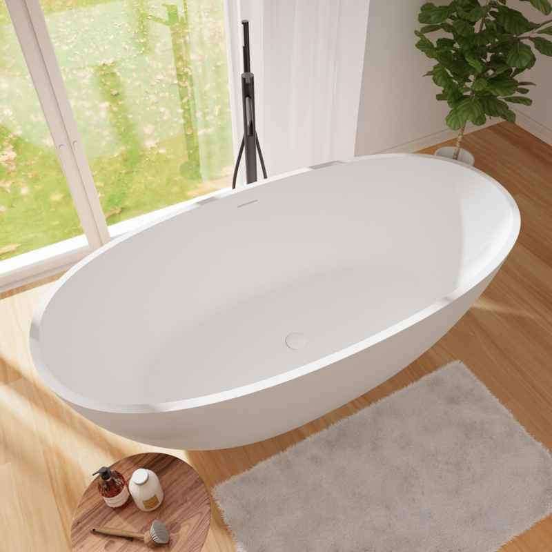 71" x 35.43" Freestanding Soaking Solid Surface Bathtub ( Cpingao ) - Image 3