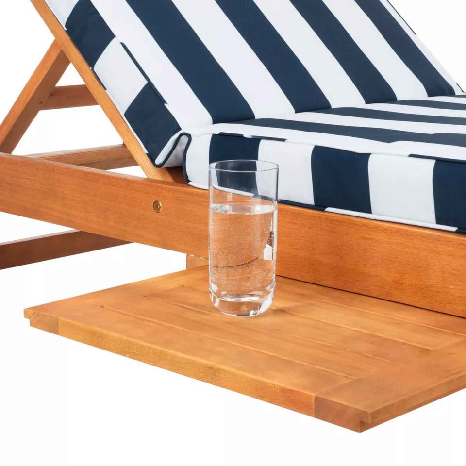 Newport Lounge Chair W/ Cushion - Outdoor - PAT7022 - Natural/Navy Striped - Safavieh - Image 5