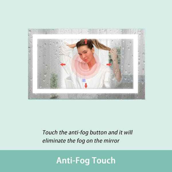 40x24 Inch Frameless LED Smart Bathroom Mirror with Dimmable Lighting and Anti-Fog Function - Image 6