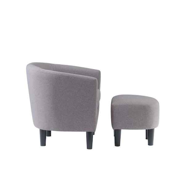 Take a Seat Churchill Cement Gray Fabric Accent Chair with Ottoma - Image 2