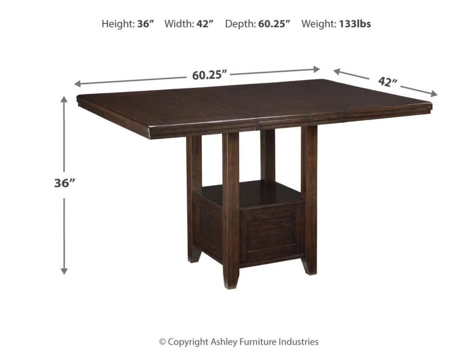 Dark Wood Counter Height Dining Set with 4 Bar Stools - Image 3