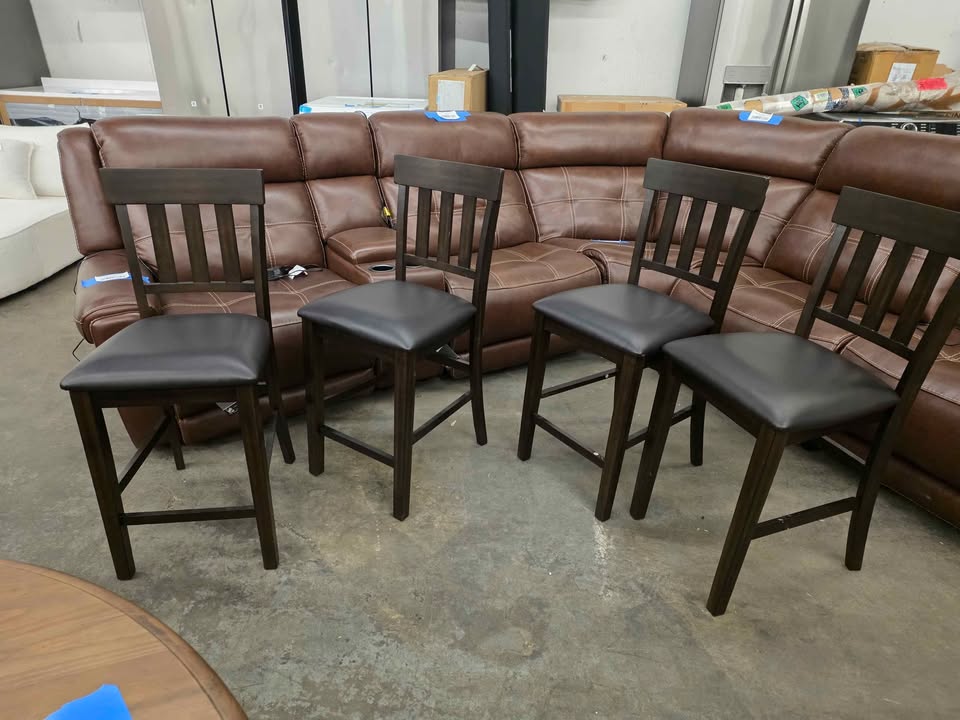 Dark Wood Counter Height Dining Set with 4 Bar Stools - Image 8
