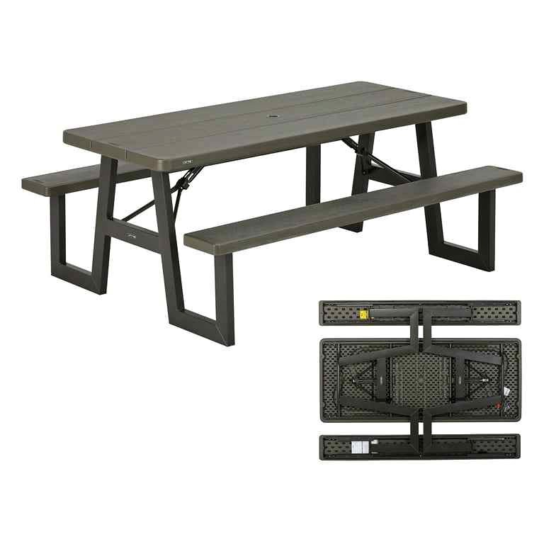 Lifetime Folding Picnic Tables 60233 A-Frame 6-Foot Top Brown