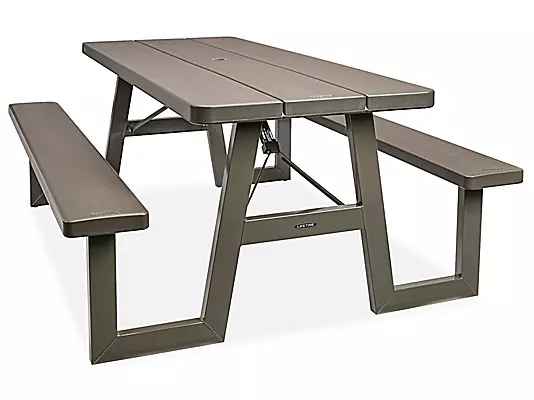 Lifetime Folding Picnic Tables 60233 A-Frame 6-Foot Top Brown - Image 2