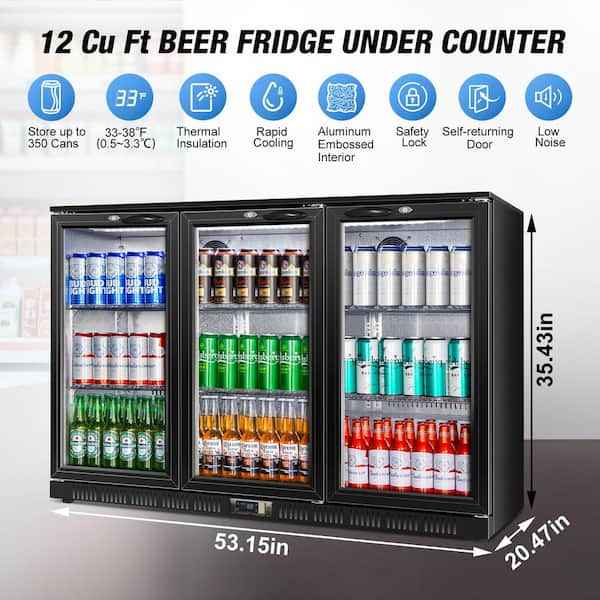 Back Bar Cooler 53.1" 12 cu. ft. Commercial Counter Height Refrigerator with Auto-Defrost in Blk - Image 4