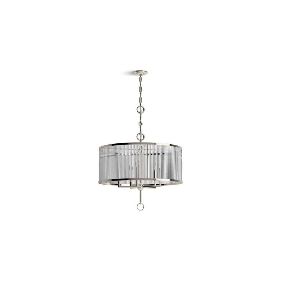 Kohler K-27748-CH05-SNL Terret 29" Ceiling-Mounted Chandelier Light, Polished Nickel (Retails $3300