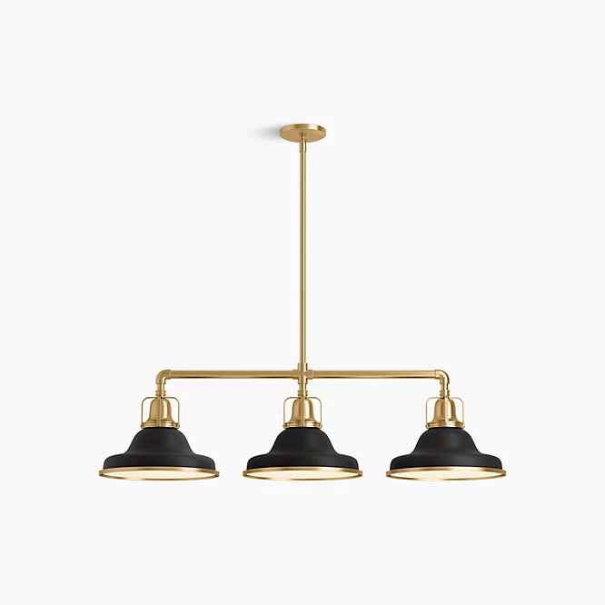 Kohler K-32292-CH03-BML Hauksbee 42 1/8 Inch Ceiling-Mounted Chandelier Light, Black with Brass - Image 2