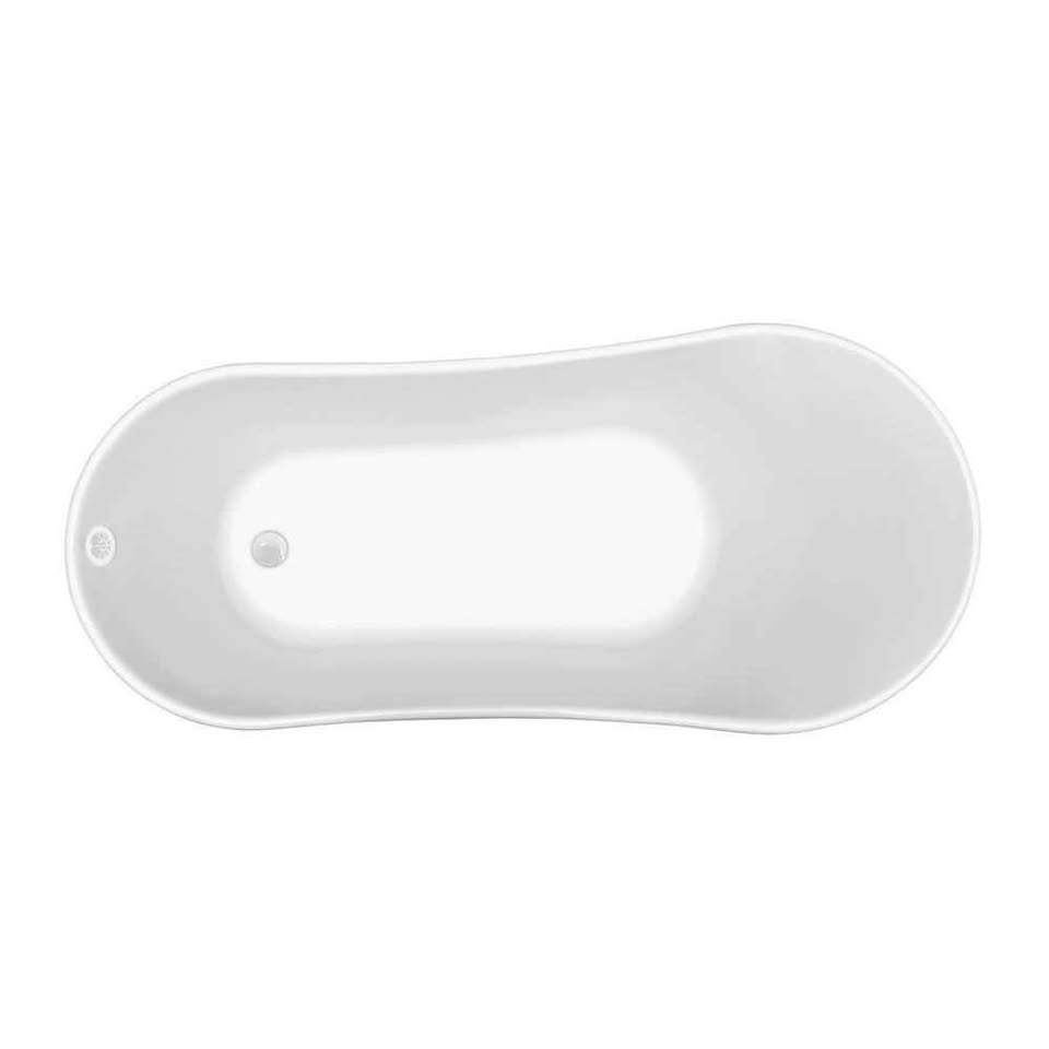 63 in. Acrylic Clawfoot Non-Whirlpool Bathtub in Glossy White With Glossy White Clawfeet And Glossy - Image 2