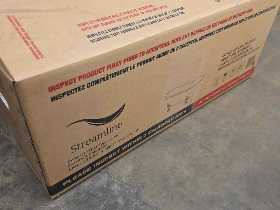 63 in. Acrylic Clawfoot Non-Whirlpool Bathtub in Glossy White With Glossy White Clawfeet And Glossy - Image 9