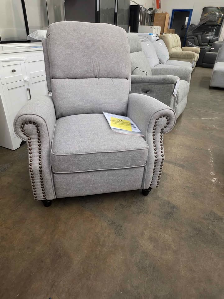 ProLounger Dove Grey Linen Push Back Recliner Chair - Image 6