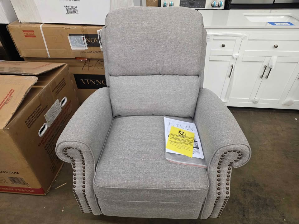 ProLounger Dove Grey Linen Push Back Recliner Chair - Image 10