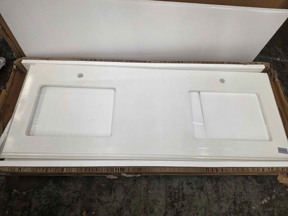 Willow collection 60" Double Quartz Top with Cove edge and a Single Hole