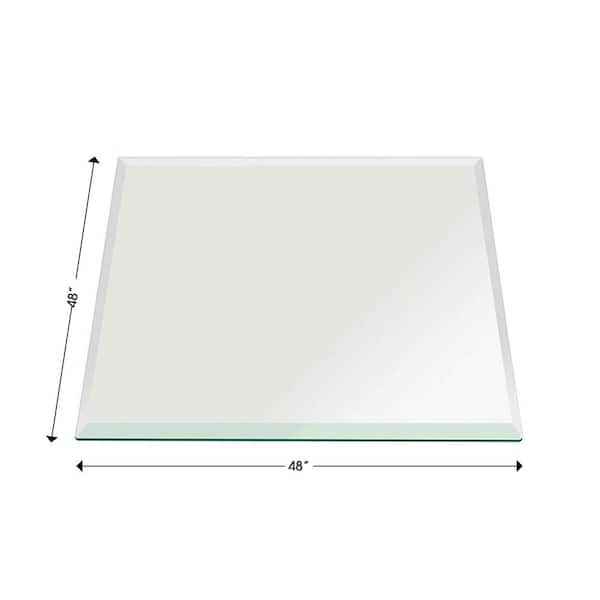 Fab Glass and Mirror 48 in. Clear Square Glass Table Top 1/2 in. Thick Bevel Polish Tempered Radius - Image 2