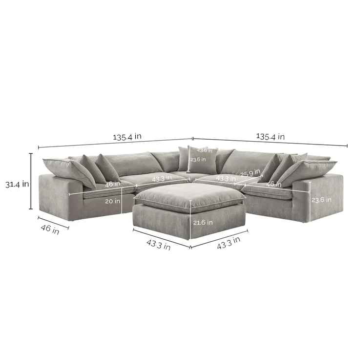 Sereen 6-piece Fabric Modular Sectional, Taupe - Image 2