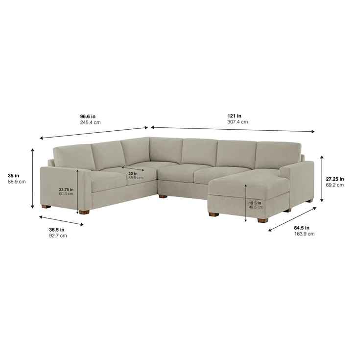Thomasville Glenn Fabric Sectional with Storage Chaise - Image 2