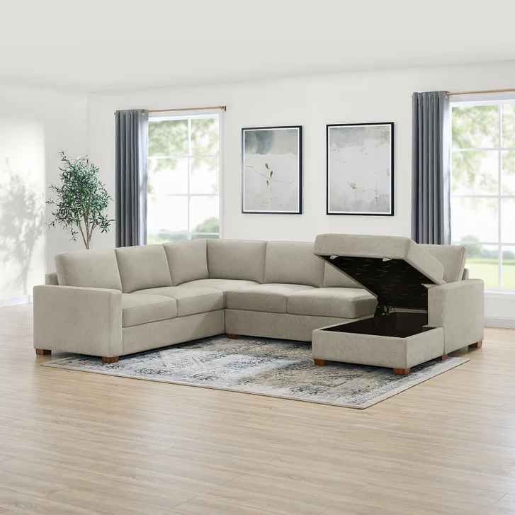 Thomasville Glenn Fabric Sectional with Storage Chaise - Image 3