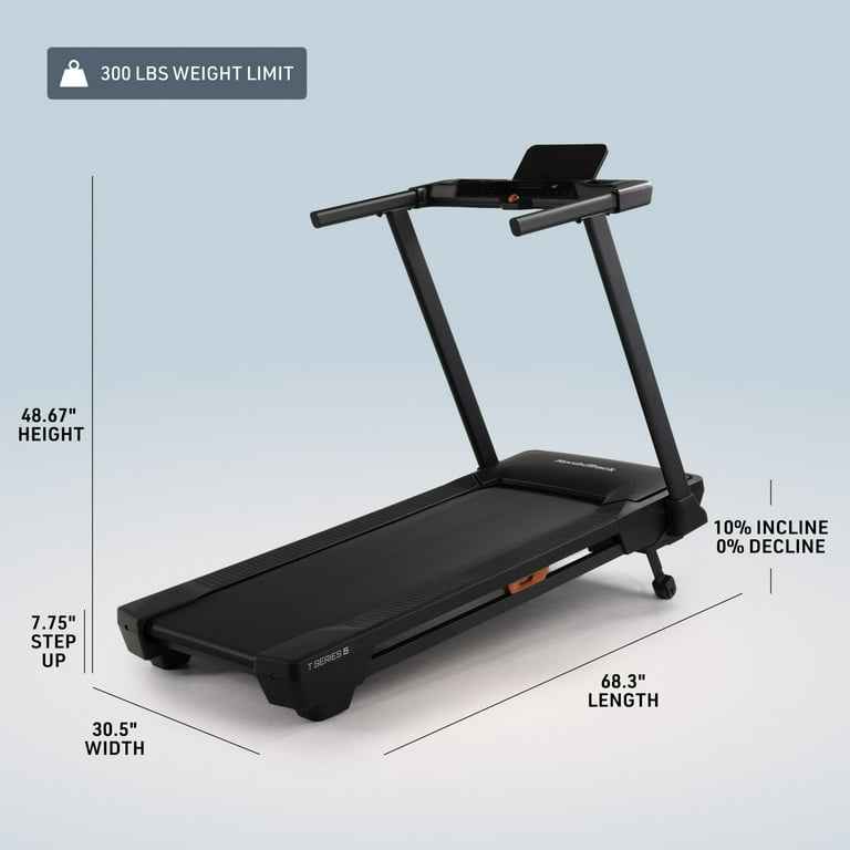NordicTrack T Series 5 Smart Treadmill with 5" LCD Display & Device Shelf, 0-10% Incline, 0-10 MPH, - Image 3