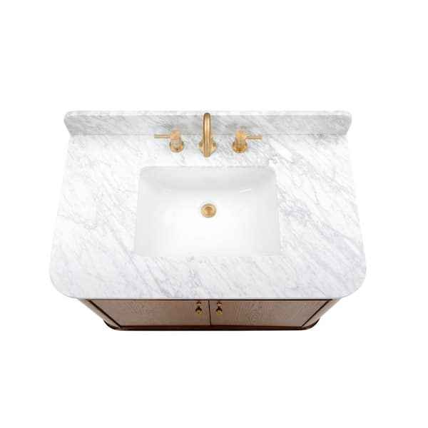 Collette 36 in. Single Sink Cinnamon Oak Bath Vanity with Carrara White Marble Top - Image 5