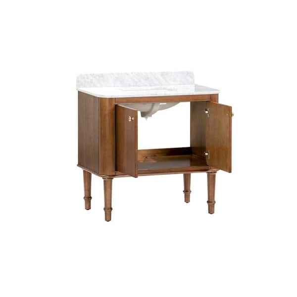 Collette 36 in. Single Sink Cinnamon Oak Bath Vanity with Carrara White Marble Top - Image 6