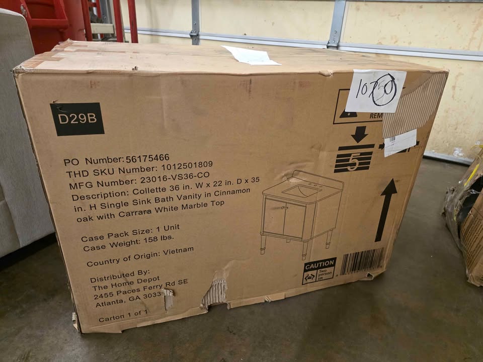 Collette 36 in. Single Sink Cinnamon Oak Bath Vanity with Carrara White Marble Top - Image 8