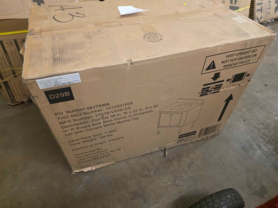 Collette 36 in. Single Sink Cinnamon Oak Bath Vanity with Carrara White Marble Top - Image 9