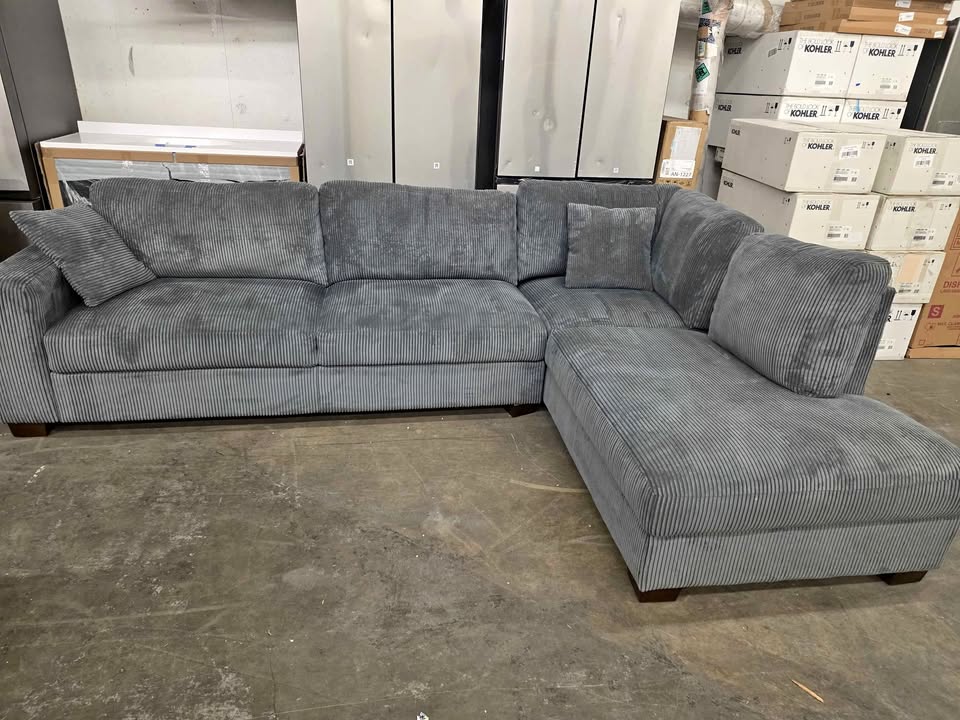 Grey Corduroy Sectional Sofa Chaise