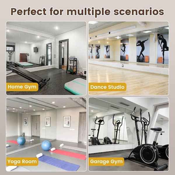 2 Pieces Rectangular Frameless HD Tempered Glass Wall Mounted Bathroom Vanity, Gym Dance Yoga Mirror - Image 6