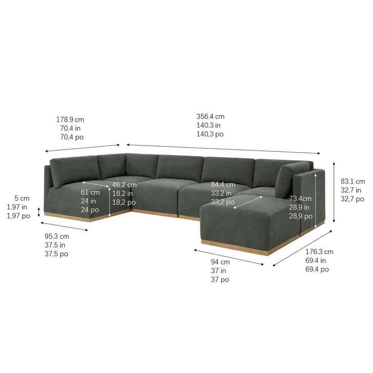 Henredon Murphy Fabric Modular Sectional with Ottoman - Image 2