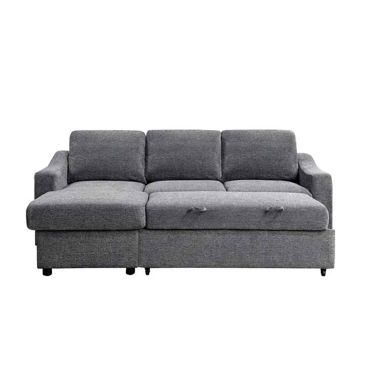 Coddle Aria Fabric Sleeper Sofa with Reversible Chaise and Storage, Gray - Image 3