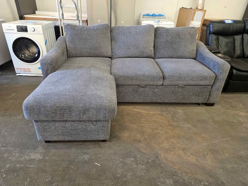 Coddle Aria Fabric Sleeper Sofa with Reversible Chaise and Storage, Gray - Image 4