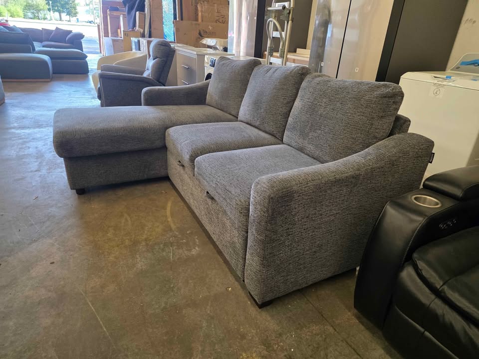 Coddle Aria Fabric Sleeper Sofa with Reversible Chaise and Storage, Gray - Image 6