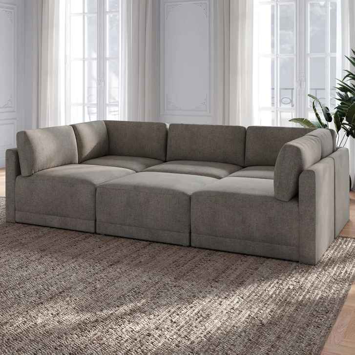 Thomasville Fallon Modular Sectional 6-piece Gray with Ottoman - Image 4