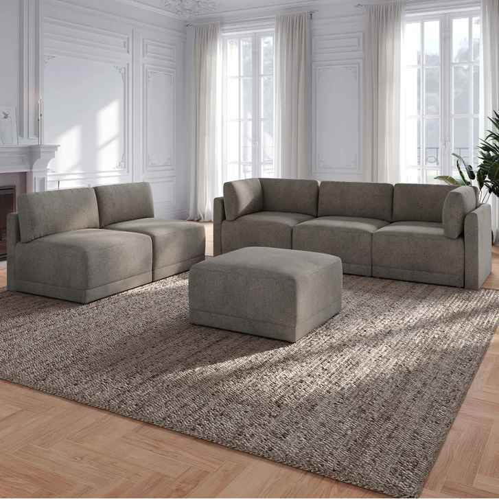 Thomasville Fallon Modular Sectional 6-piece Gray with Ottoman - Image 10