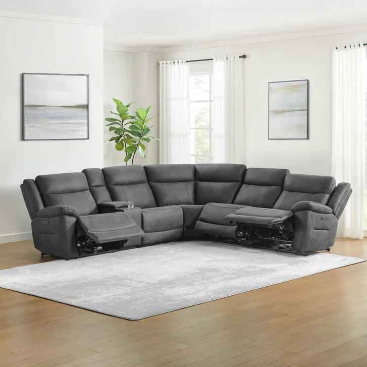 Zakary 6-piece Fabric Power Reclining Sectional With Power Headrests - Image 3
