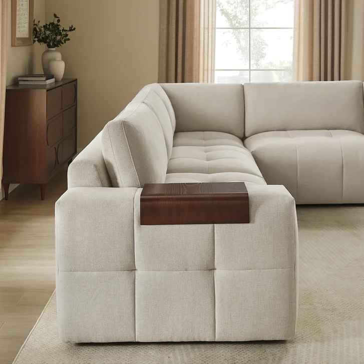 Paige 6-piece Modular Fabric Sectional ( Cream ) - Image 5