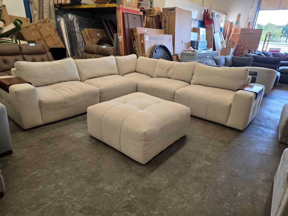 Paige 6-piece Modular Fabric Sectional ( Cream ) - Image 6