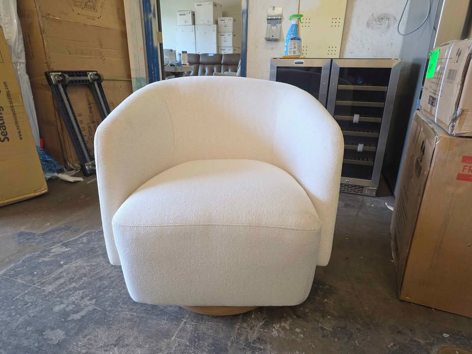 Henredon Murphy Swivel Boucle Chair, Cream - Image 6