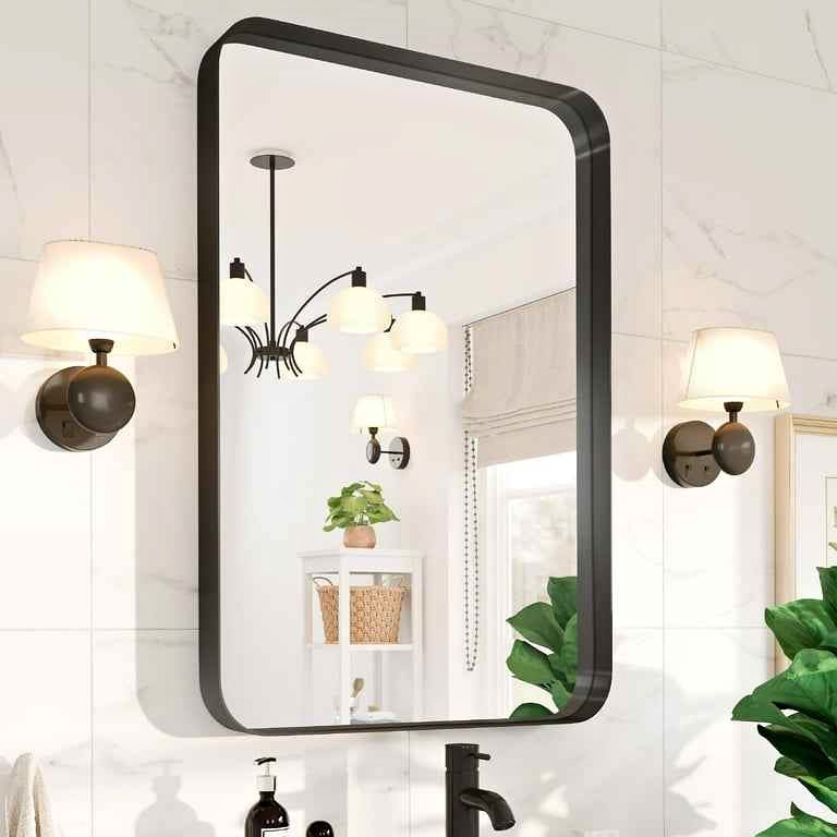 Black 36 in. W x 48 in. H Rectangle Vanity Mirror