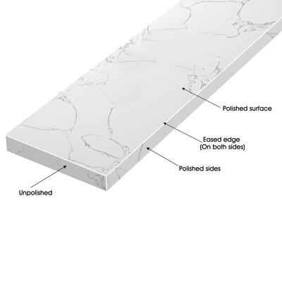 60 in. W x 22 in.D Engineered stone composite Vanity Top in White with White Rectangular Double Sink - Image 4