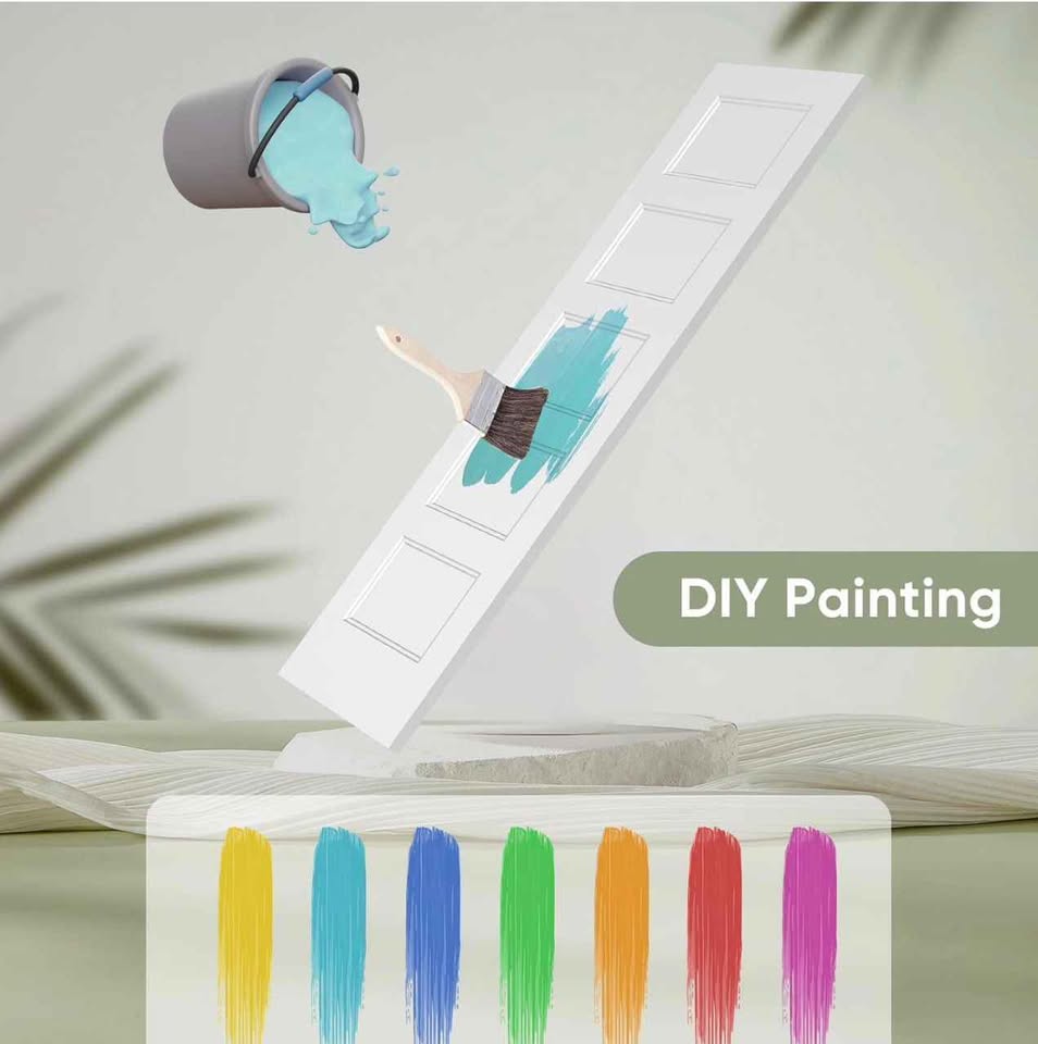 BARNSMITH 36x80 in 5-Panel White Primed Molded Door Slab, Shaker Style Paintable Hollow Core - Image 2