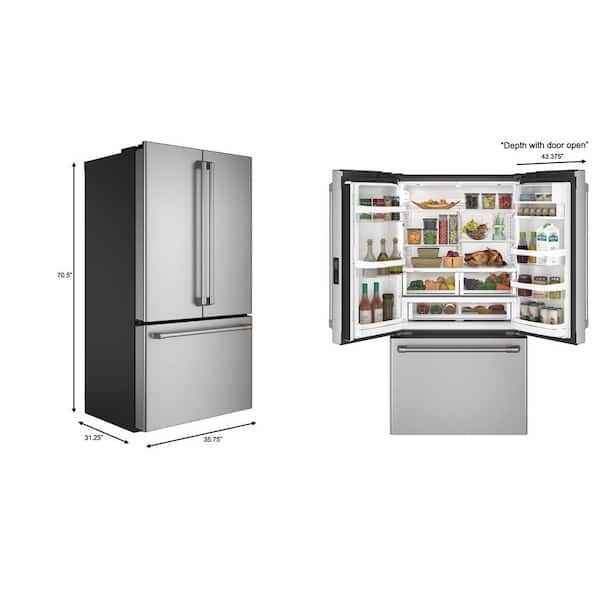 CAFE 23.1cu. ft. Smart French Door Refrigerator with Internal Water Dispenser in Stainless Steel, CD - Image 3