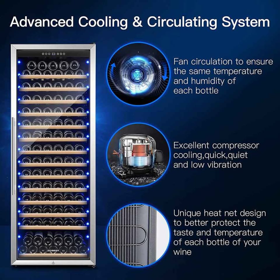 BODEGAcooler 24" Free Standing 154 Bottles Wine Cooler Single Zone - Image 3